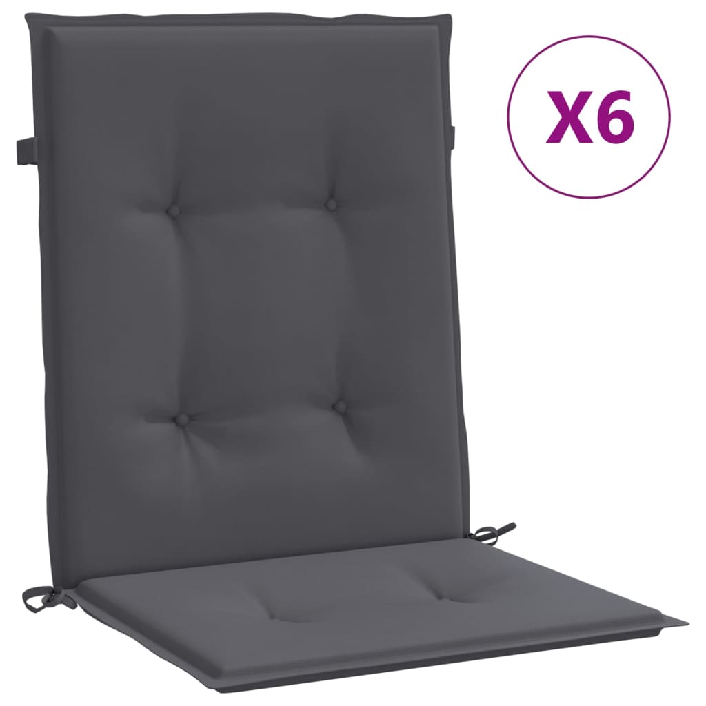 vidaXL Podušky na židli nízké opěradlo 6ks antracitové oxfordská látka