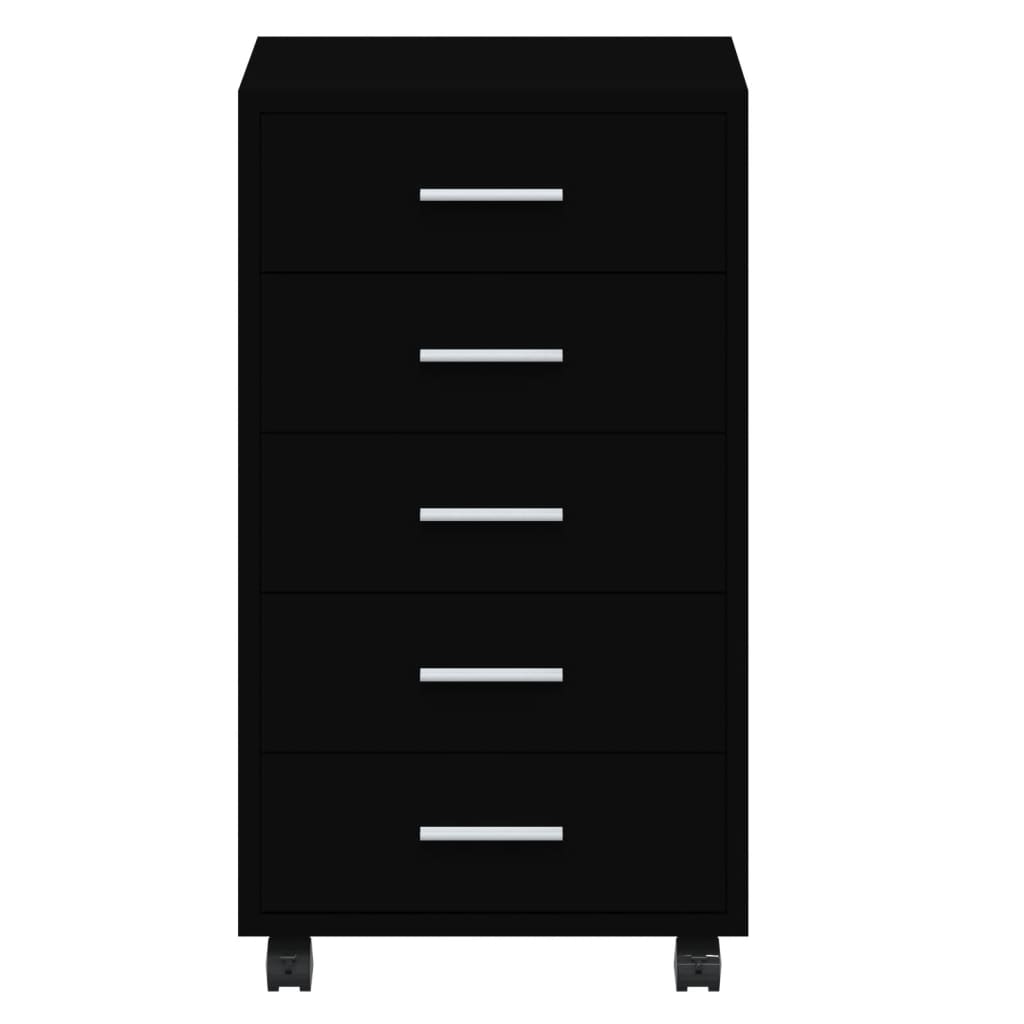vidaXL Zásuvková skříňka na kolečkách černá kompozitní dřevo