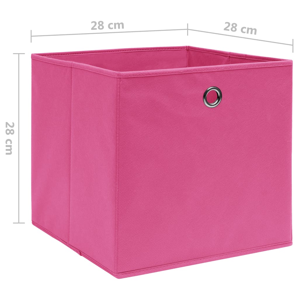 vidaXL Úložné boxy 4 ks netkaná textilie 28 x 28 x 28 cm růžové