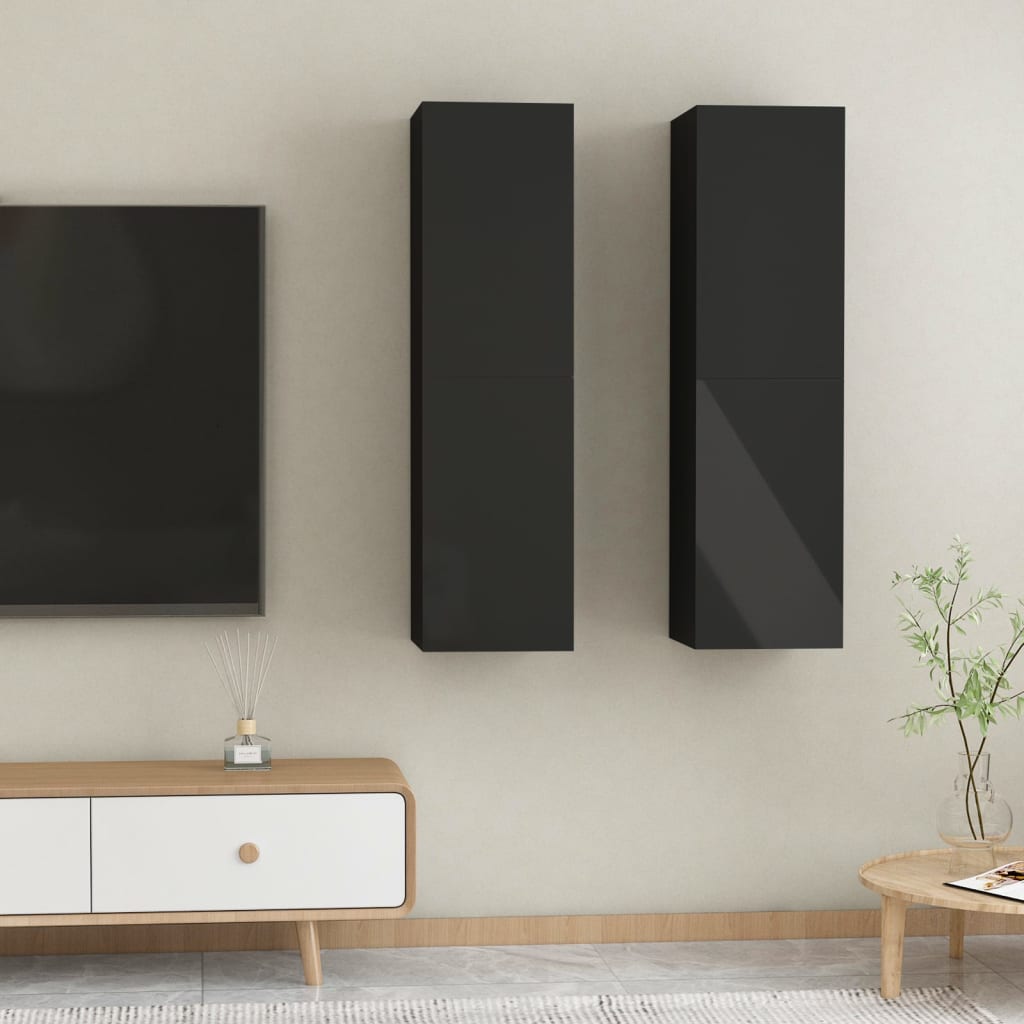 vidaXL TV stolky 2 ks černé s vysokým leskem 30,5x30x110cm dřevotříska
