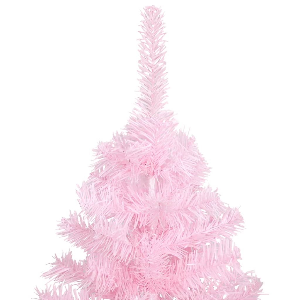 vidaXL Vánoční stromek s LED osvětlením a stojanem růžový 120 cm PVC