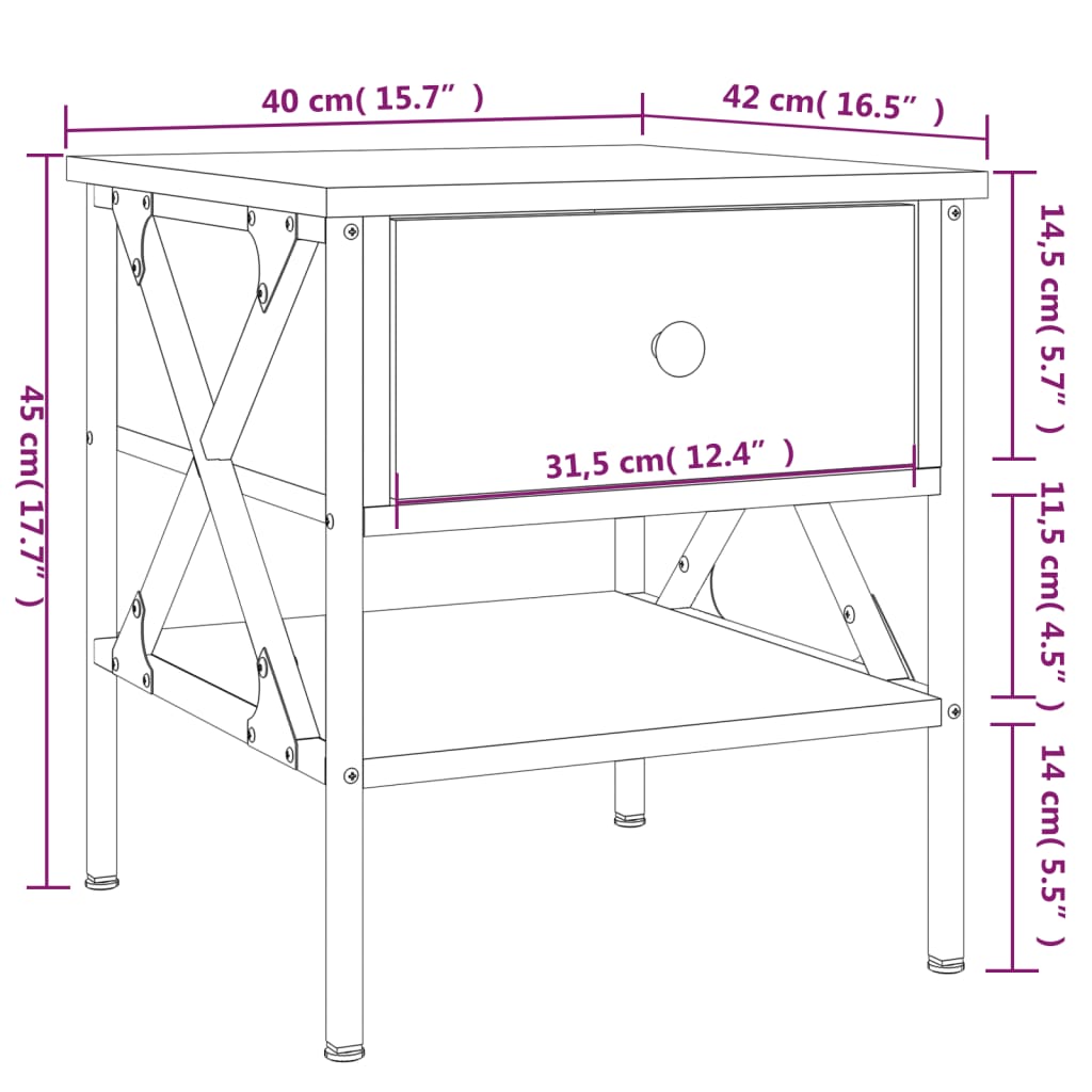 vidaXL Noční stolek černý 40 x 42 x 45 cm kompozitní dřevo
