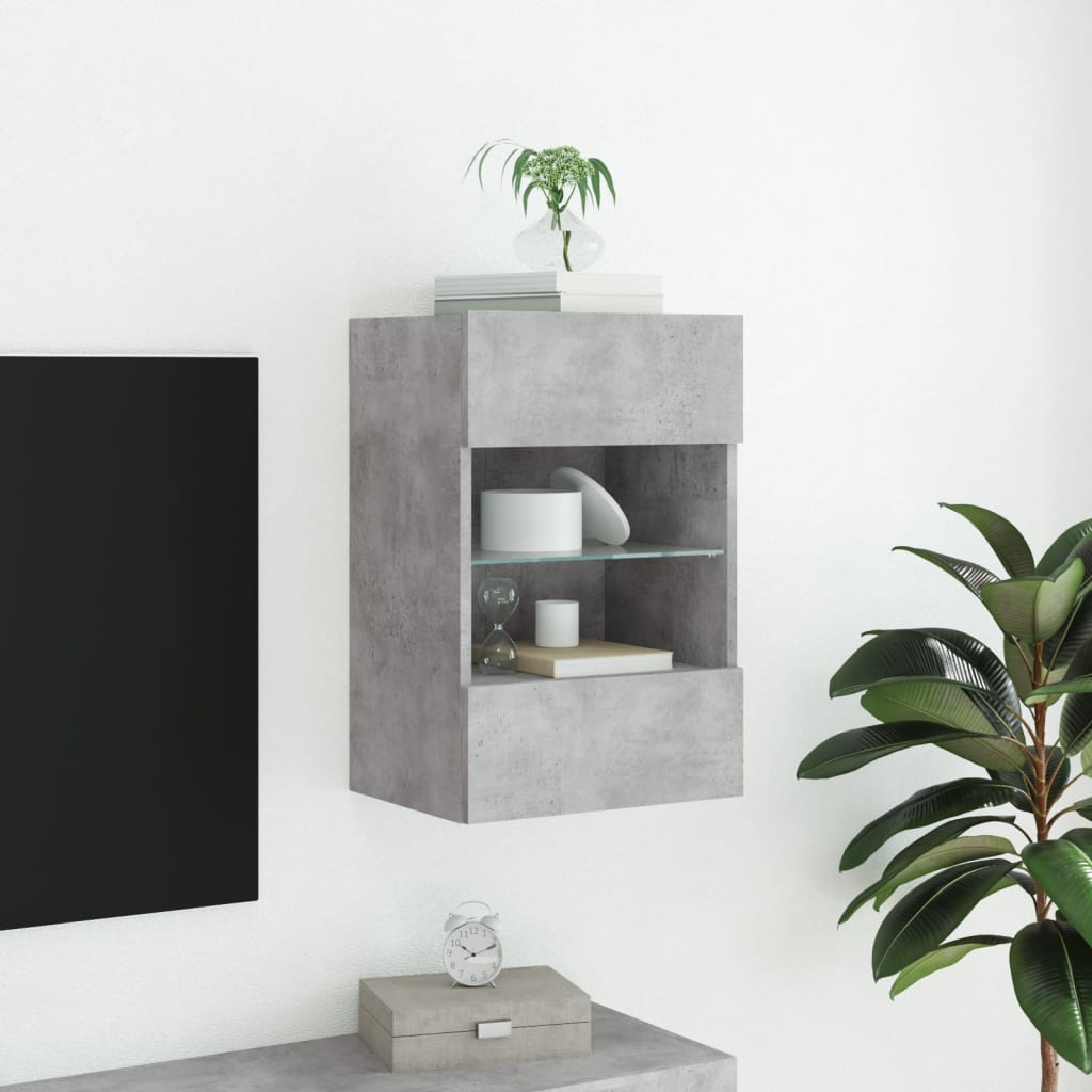 vidaXL Nástěnná TV skříňka s LED osvětlením betonově šedá 40x30x60,5cm