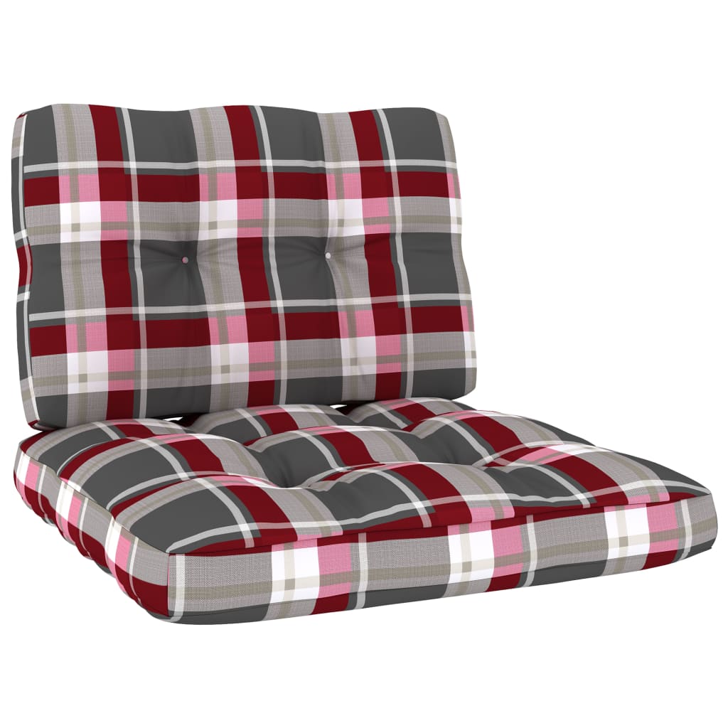 vidaXL Zahradní židle 2 ks s červenými károvanými poduškami borovice
