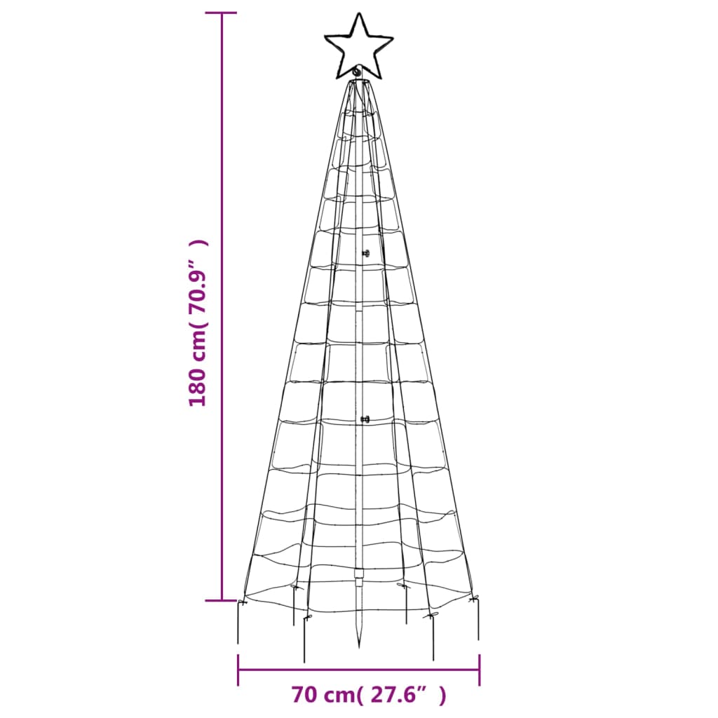 vidaXL Vánoční stromek kužel s hroty 220 studených bílých LED 180 cm