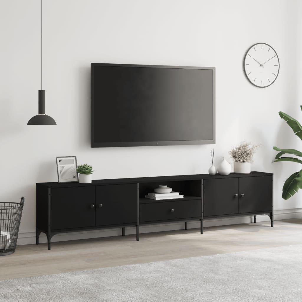 vidaXL TV skříňka černá 200 x 25 x 44 cm kompozitní dřevo