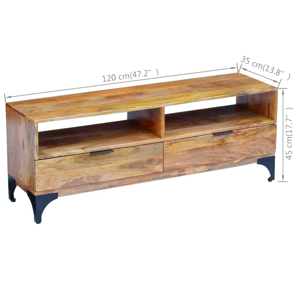 vidaXL TV stolek mangovníkové dřevo 120 x 35 x 45 cm