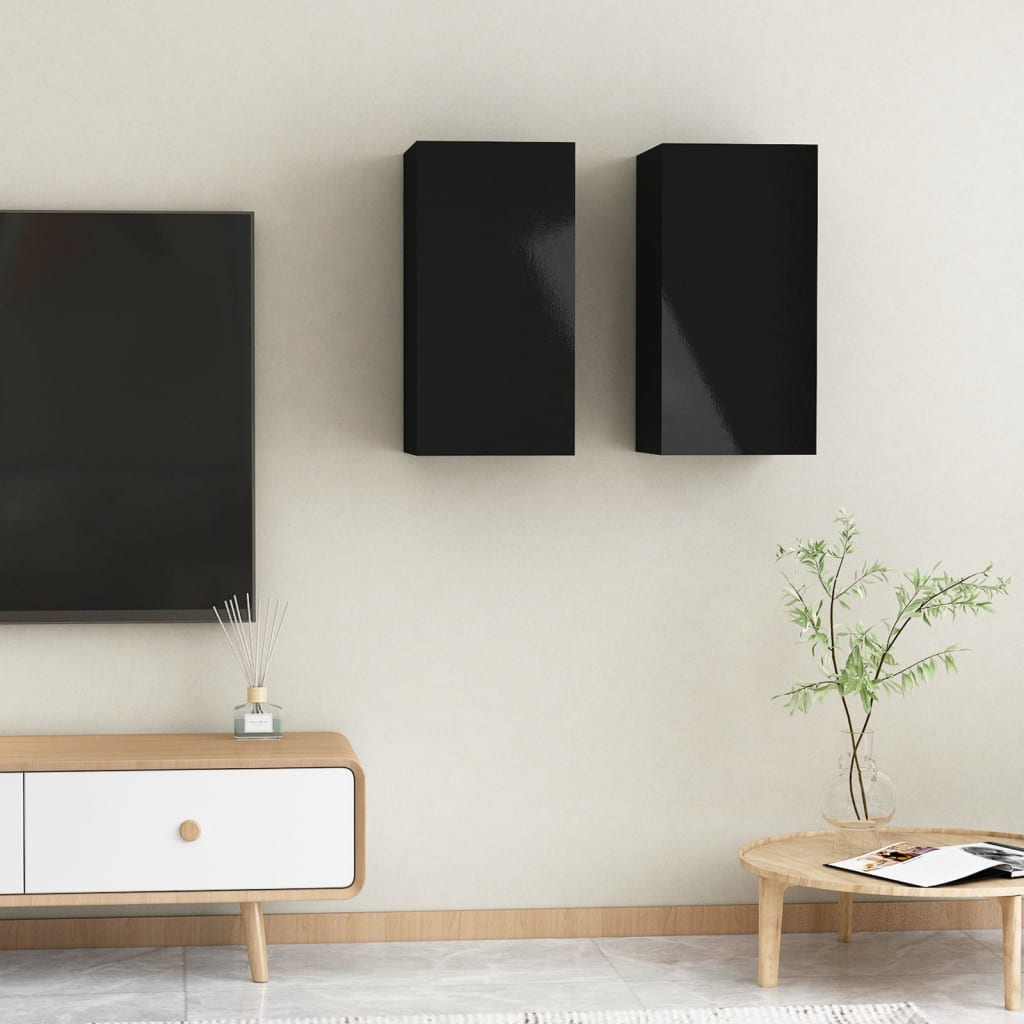 vidaXL TV stolky 2 ks černé s vysokým leskem 30,5x30x60 cm dřevotříska