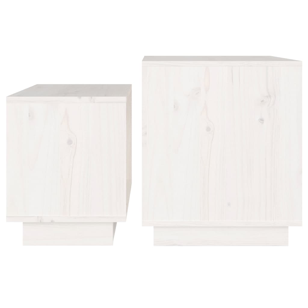 vidaXL Hnízdové konferenční stolky 2 ks bílé masivní borové dřevo