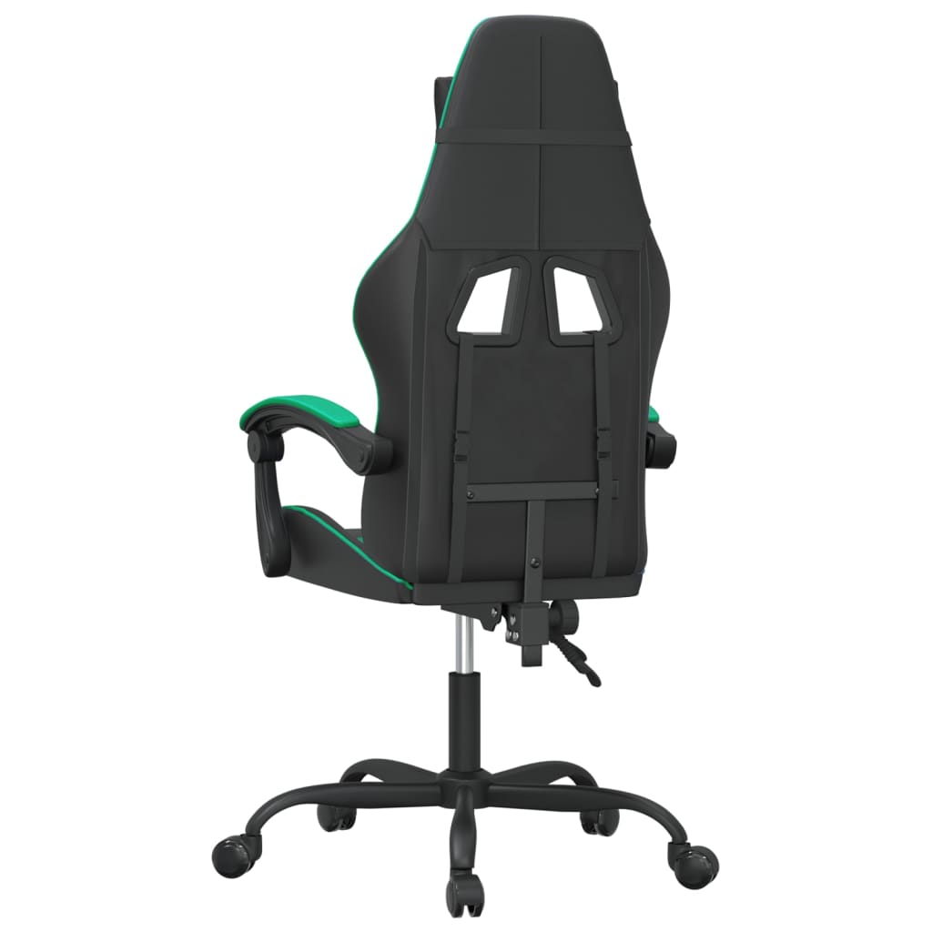 vidaXL Otočná herní židle černá a zelená umělá kůže