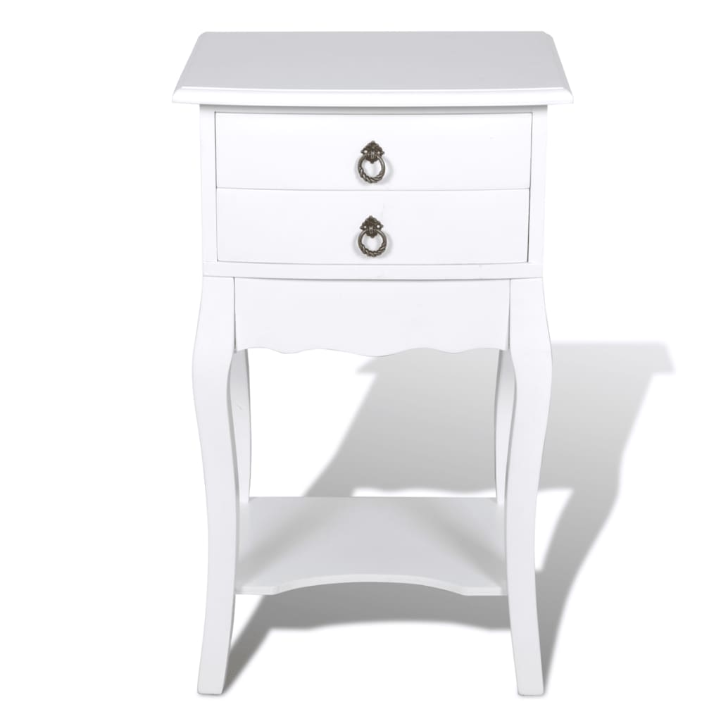 vidaXL Noční stolek se 2 zásuvkami bílý
