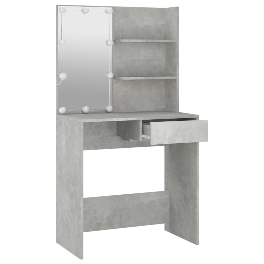 vidaXL Toaletní stolek s LED betonově šedý 74,5 x 40 x 141 cm