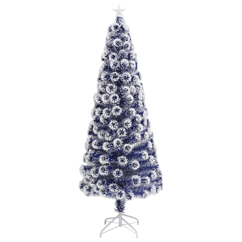 vidaXL Vánoční stromek LED osvětlení bílý modrý 210 cm optické vlákno