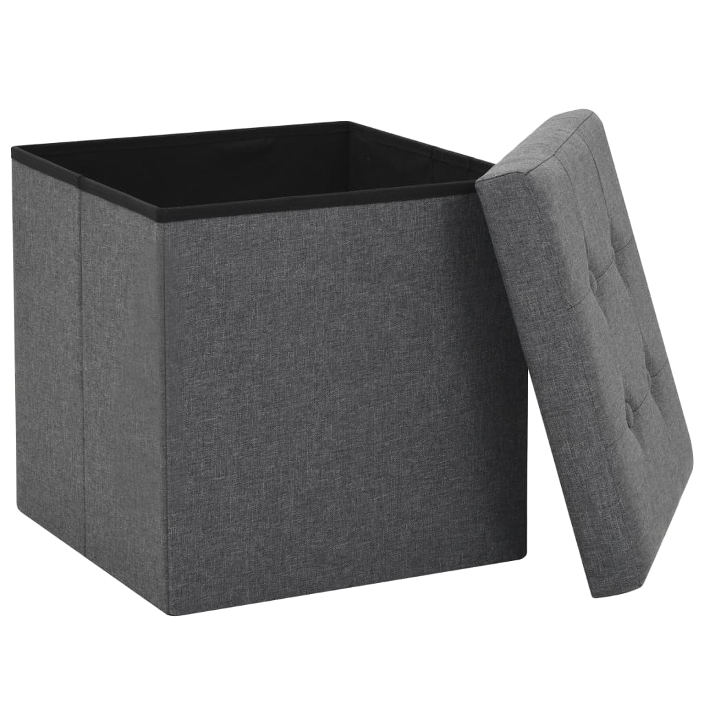 vidaXL Skládací úložné stoličky 2 ks tmavě šedé umělý len
