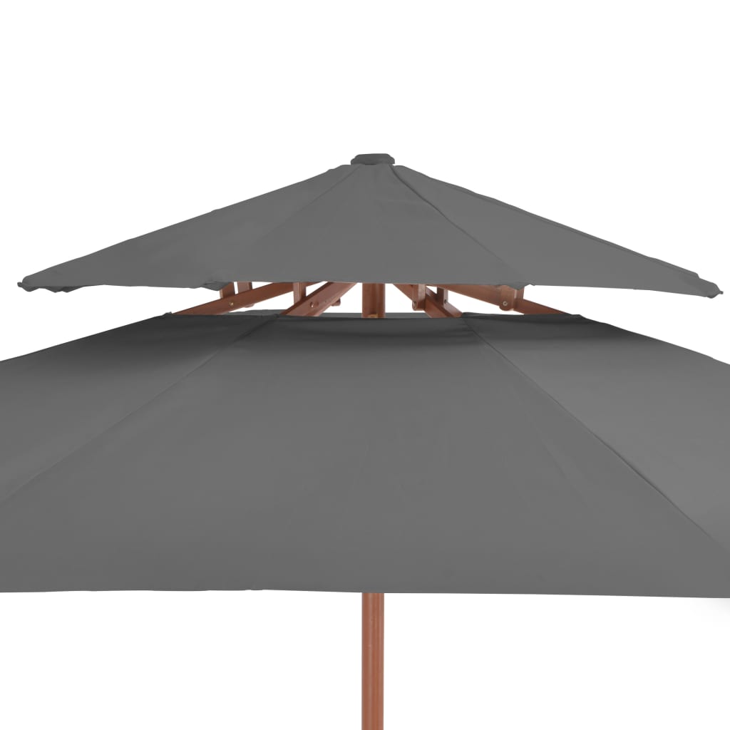 vidaXL Dvoupatrový slunečník s dřevěnou tyčí 270 cm antracitový