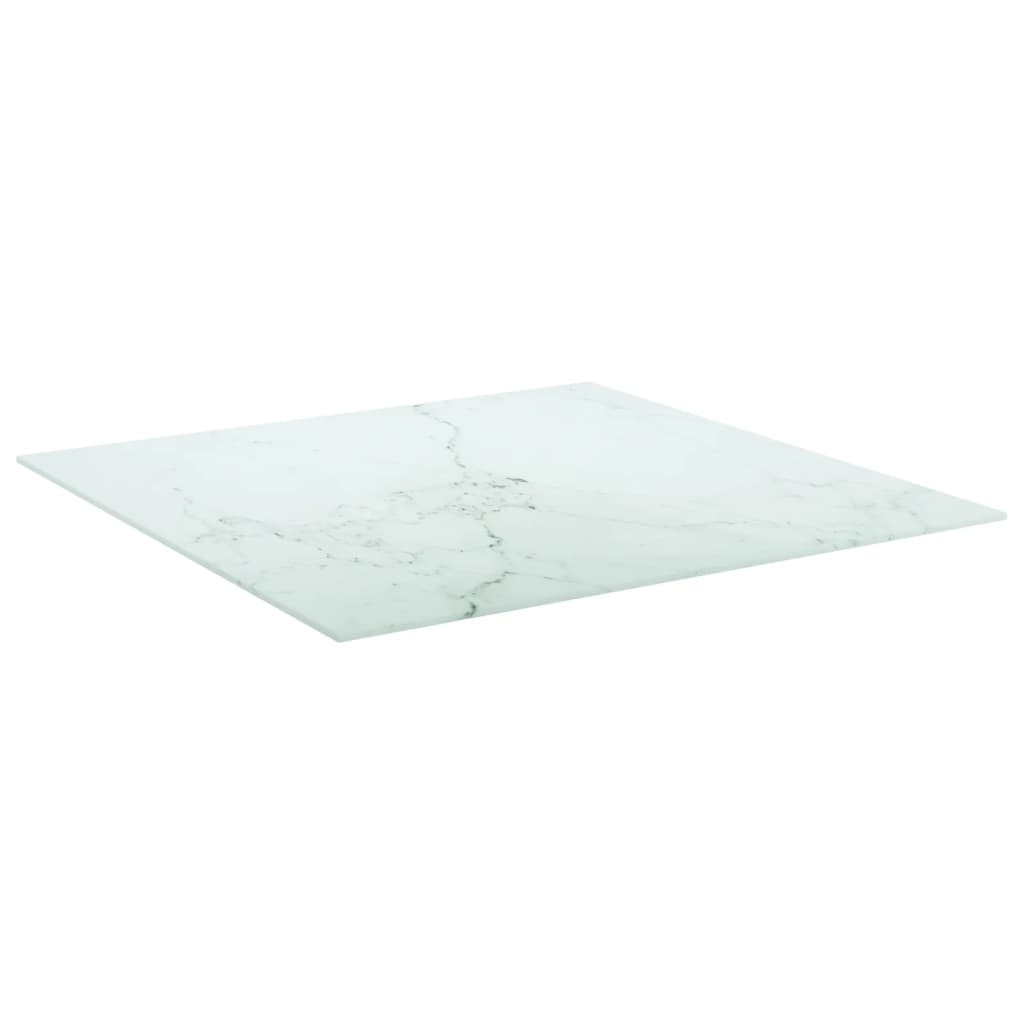 vidaXL Stolní deska bílá 70 x 70 cm 6 mm tvrzené sklo mramorový design