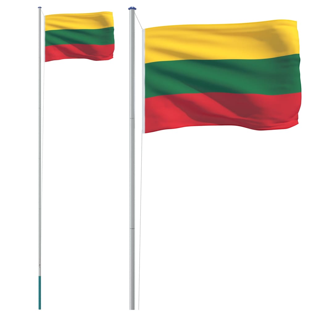 vidaXL Vlajka Litvy a stožár 6,23 m hliník