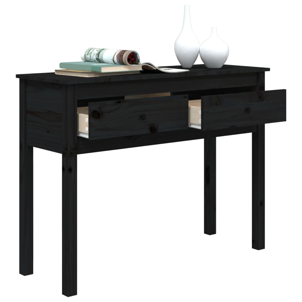 vidaXL Konzolový stolek černý 100 x 35 x 75 cm masivní borové dřevo