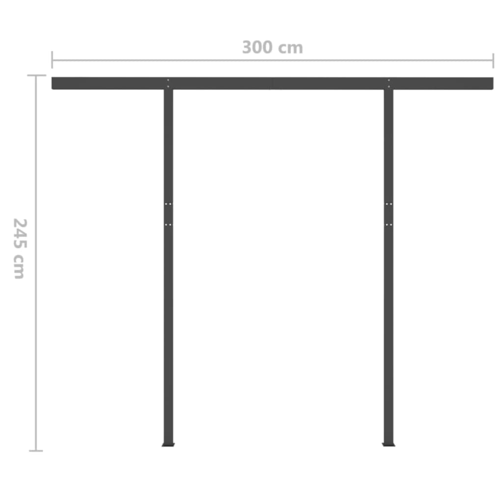 vidaXL Ručně zatahovací markýza se sloupky 3,5 x 2,5 m antracitová