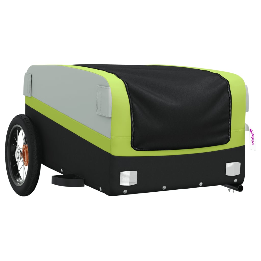vidaXL Vozík za kolo černý a zelený 30 kg železo