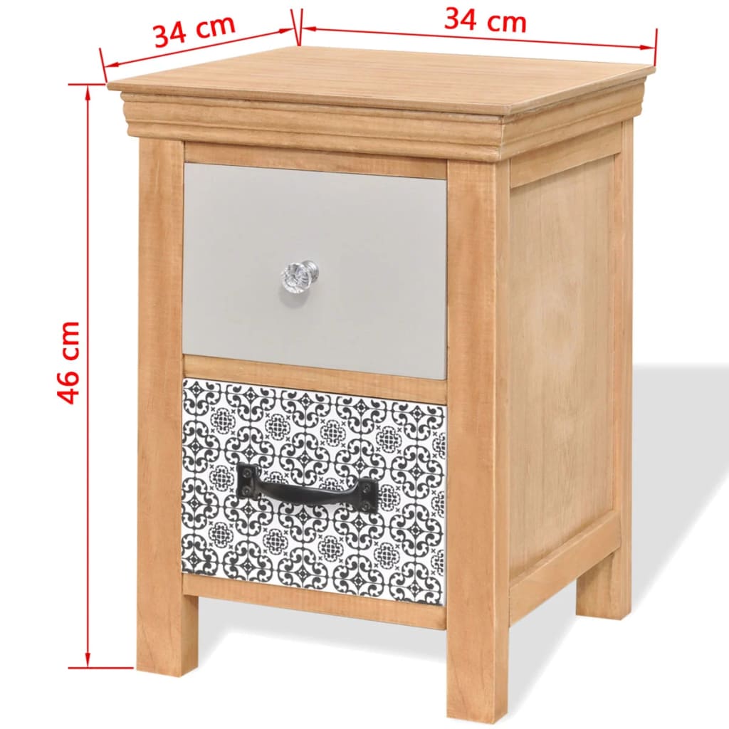 vidaXL Noční stolek se zásuvkami 34x34x46 cm masivní dřevo