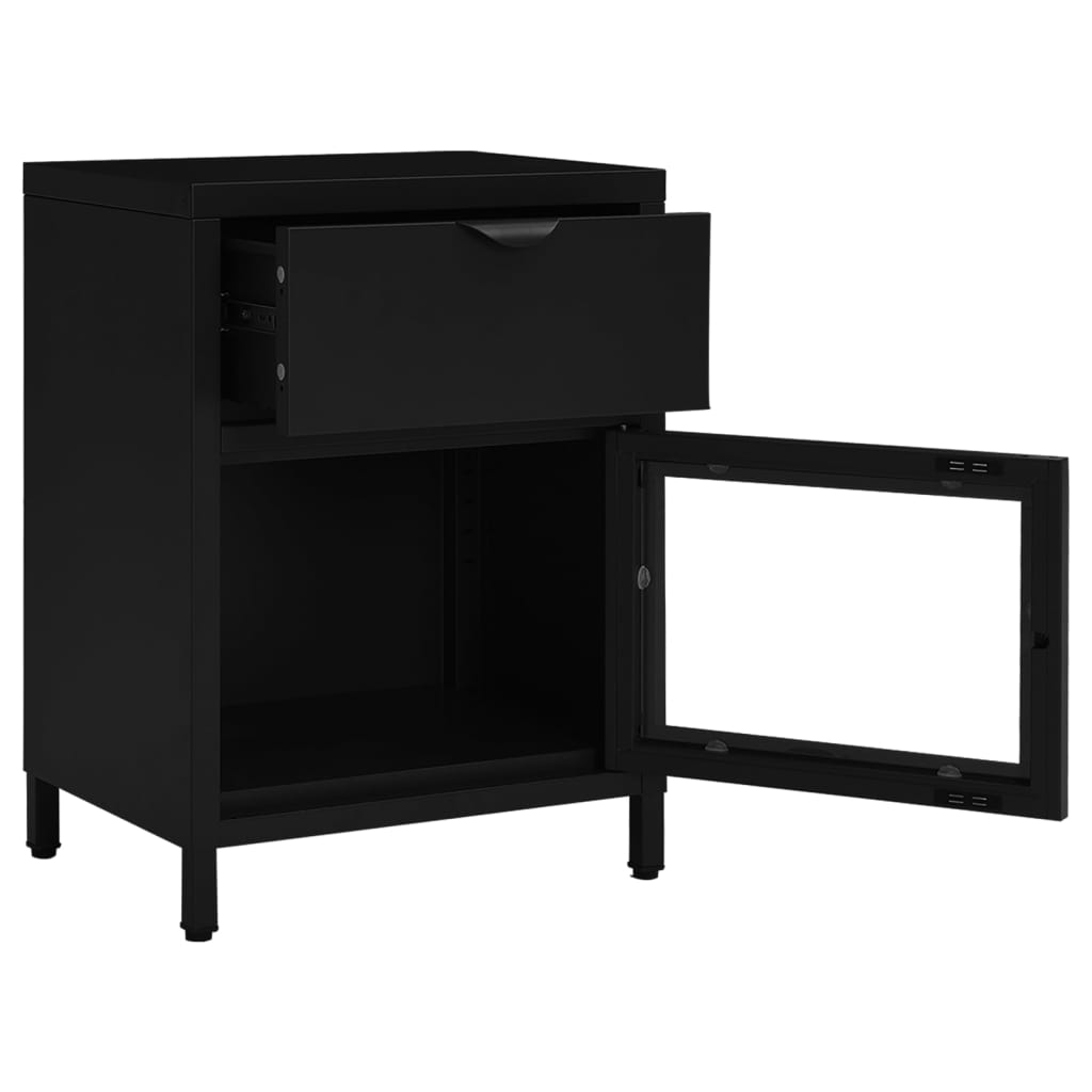 vidaXL Noční stolek černý 40 x 30 x 54,5 cm ocel a sklo