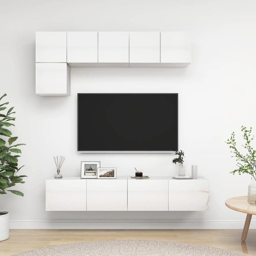 vidaXL 5dílný set TV skříněk bílý s vysokým leskem dřevotříska