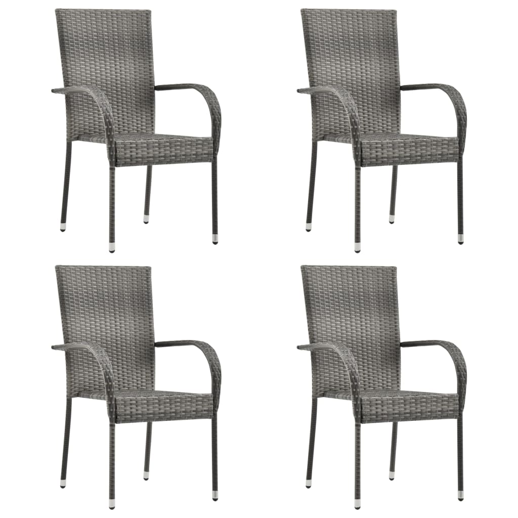 vidaXL Stohovatelné zahradní židle 4 ks šedé polyratan