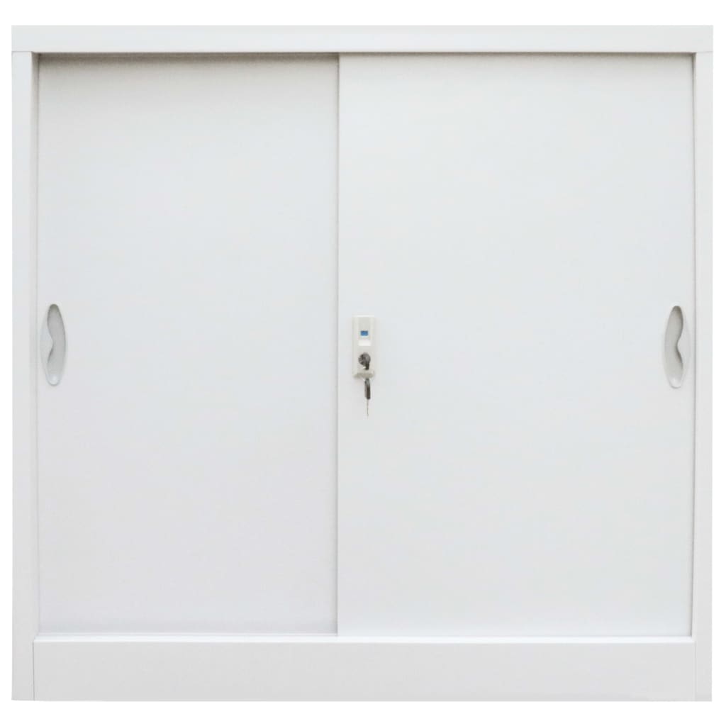 vidaXL Kancelářská skříň s posuvnými dveřmi kovová 90x40x90 cm šedá