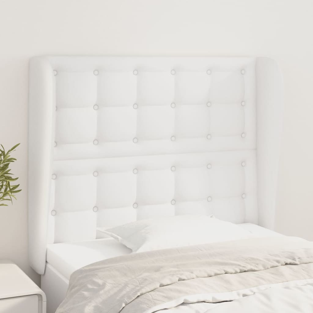 vidaXL Čelo postele typu ušák bílé 103 x 23 x 118/128 cm umělá kůže