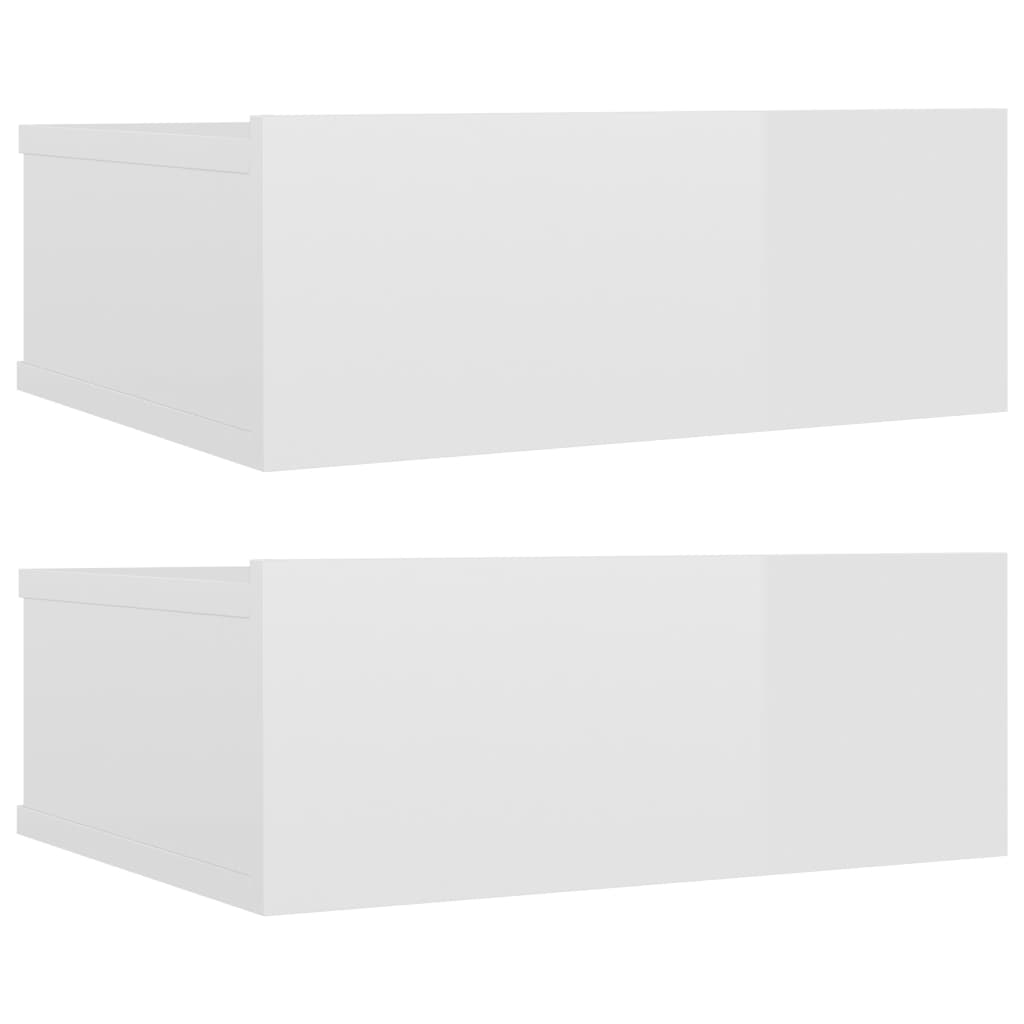 vidaXL Nástěnné noční stolky 2 ks lesklé bílé 40x30x15 cm dřevotříska