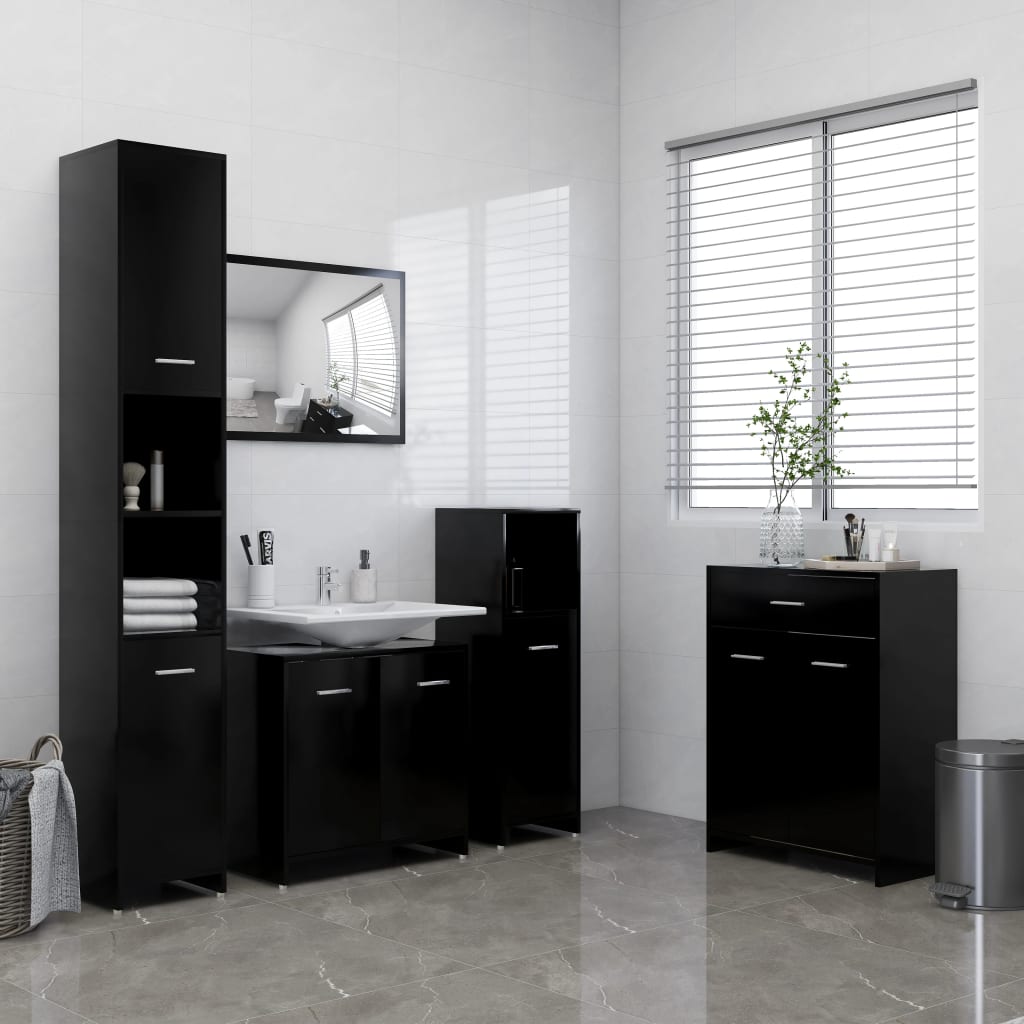 vidaXL Koupelnová skříňka černá 60 x 33 x 80 cm dřevotříska