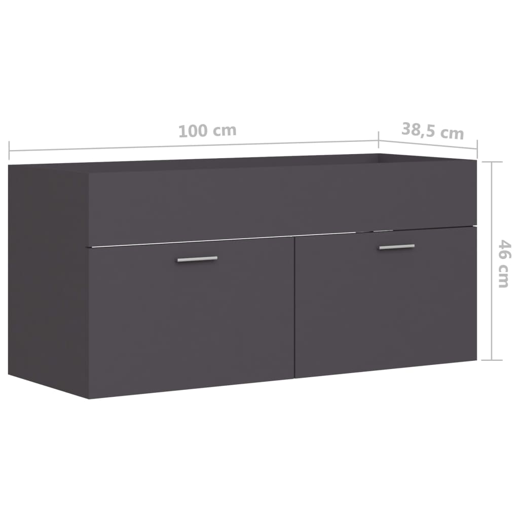 vidaXL Skříňka pod umyvadlo šedá 100 x 38,5 x 46 cm dřevotříska