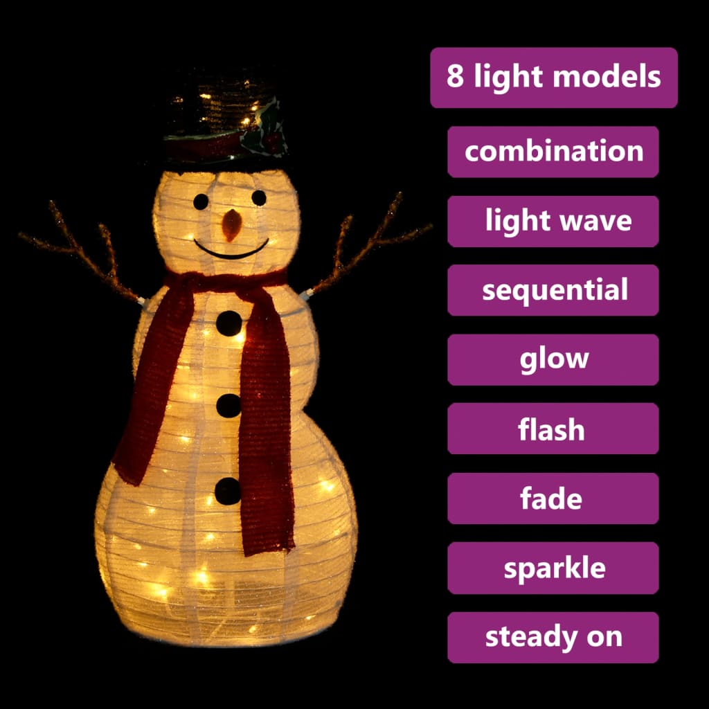vidaXL Dekorativní vánoční sněhulák s LED luxusní tkanina 60 cm