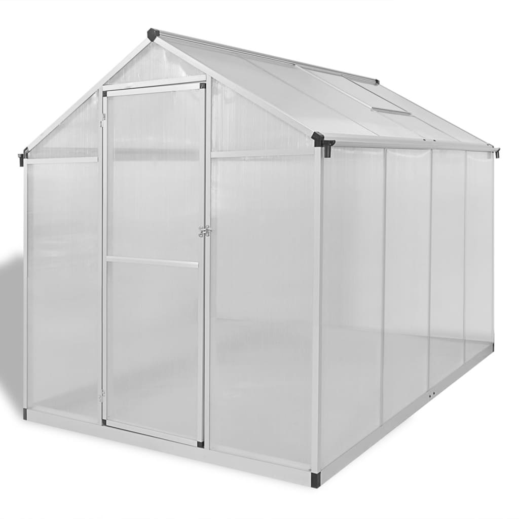 vidaXL Zpevněný hliníkový skleník s podkladovým rámem 4,6 m²