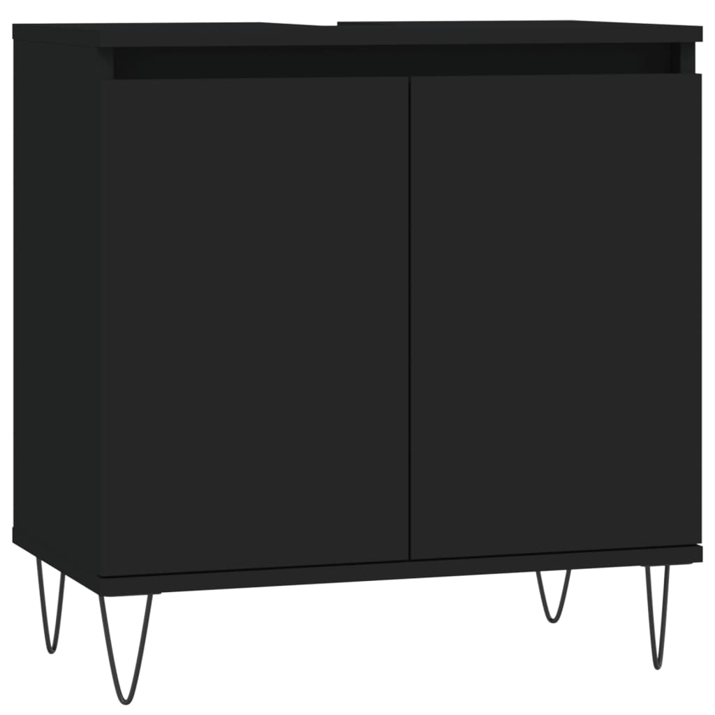 vidaXL 3dílný set koupelnového nábytku černý kompozitní dřevo