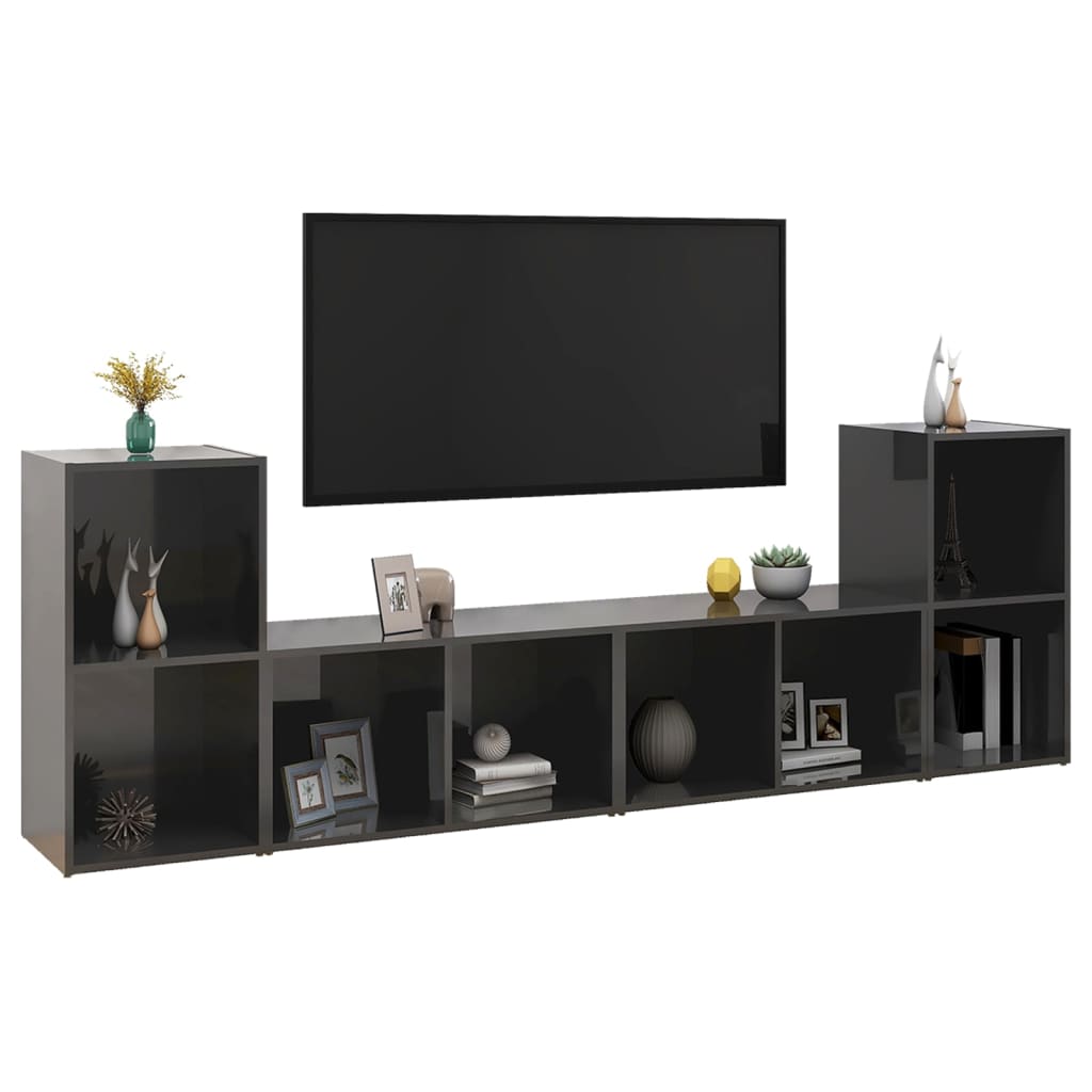 vidaXL TV skříňky 4 ks šedé vysoký lesk 72 x 35 x 36,5 cm dřevotříska