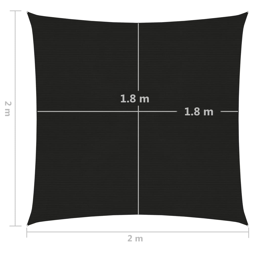 vidaXL Stínící plachta 160 g/m² černá 2 x 2 m HDPE