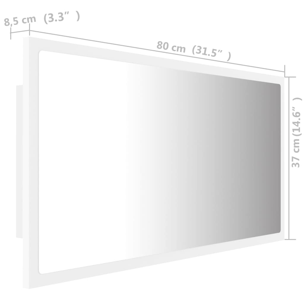 vidaXL LED koupelnové zrcadlo bílé 80 x 8,5 x 37 cm akrylové