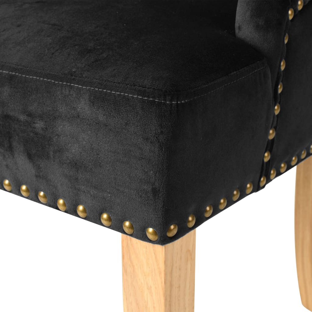 vidaXL Jídelní židle 2 ks černé masivní dubové dřevo a samet