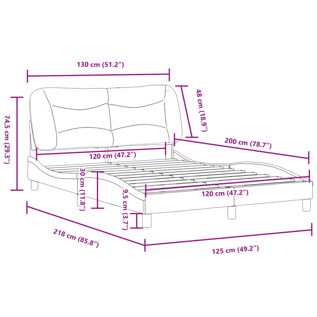 vidaXL Rám postele s čelem hnědý 120x200 cm umělá kůže
