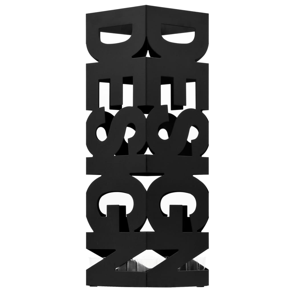 vidaXL Stojan na deštníky Design ocelový černý