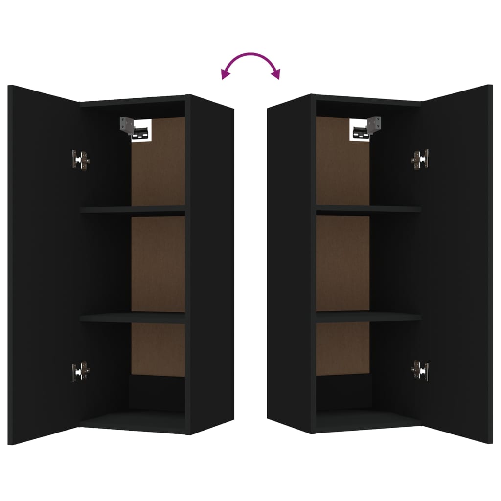 vidaXL Závěsná skříňka černá 34,5 x 34 x 90 cm kompozitní dřevo