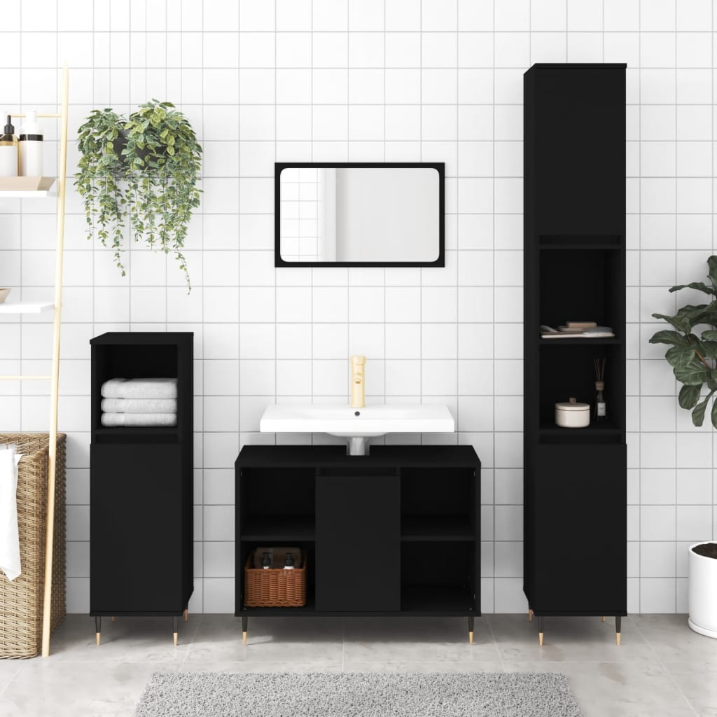vidaXL Koupelnová skříňka černá 80 x 33 x 60 cm kompozitní dřevo