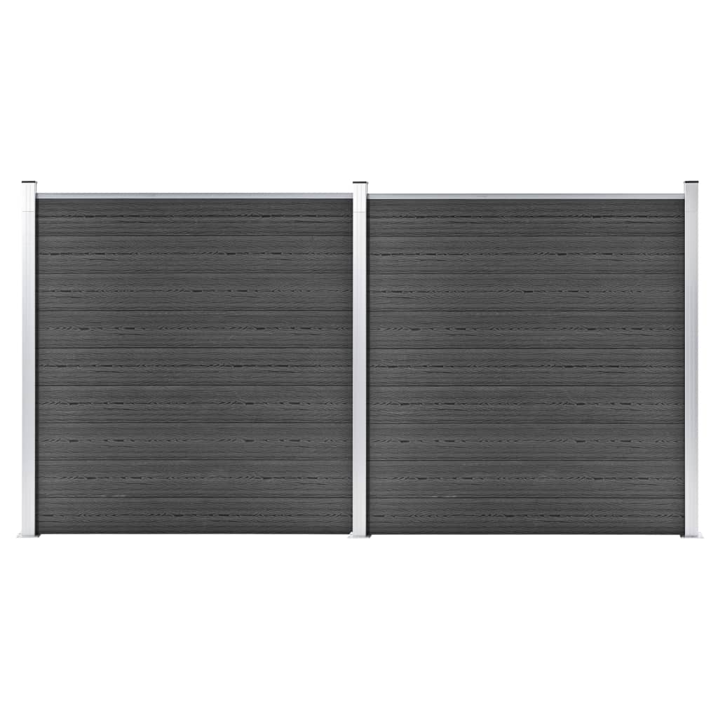 vidaXL Sada plotových dílců WPC 353 x 186 cm černá