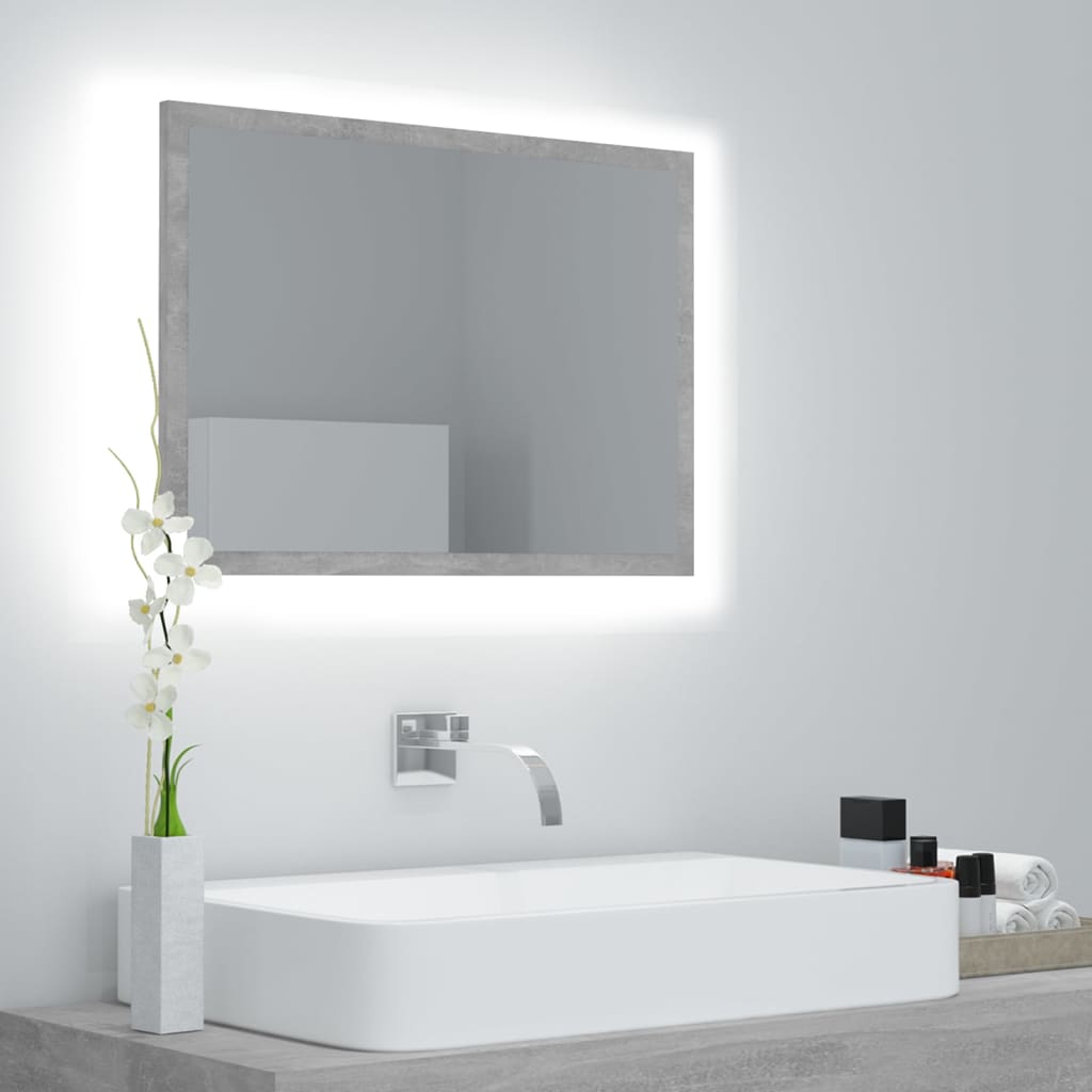 vidaXL LED koupelnové zrcadlo betonově šedé 60 x 8,5 x 37 cm akrylové