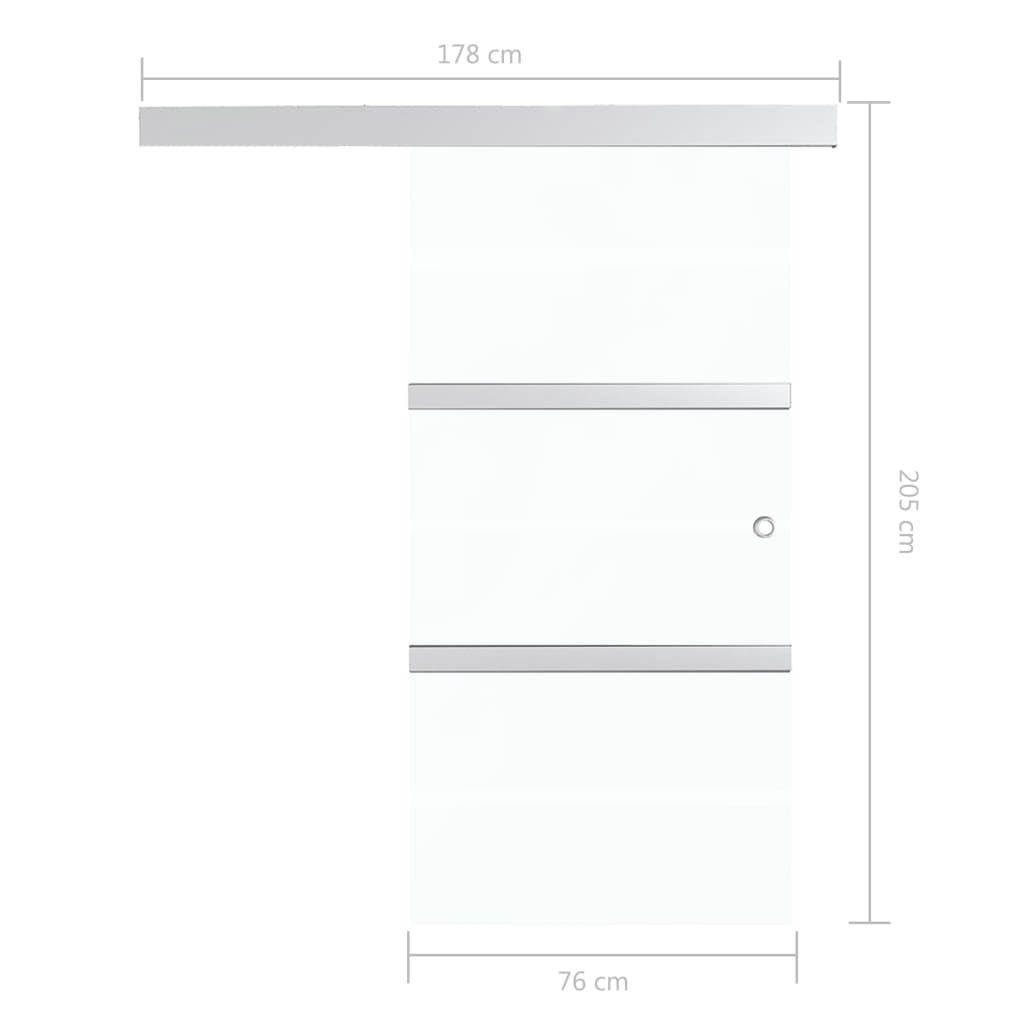 vidaXL Posuvné dveře ESG sklo a hliník 76 x 205 cm stříbrné