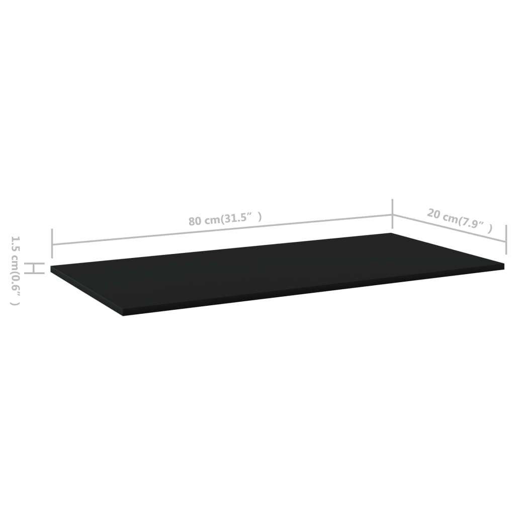 vidaXL Přídavné police 4 ks černé 80 x 20 x 1,5 cm dřevotříska