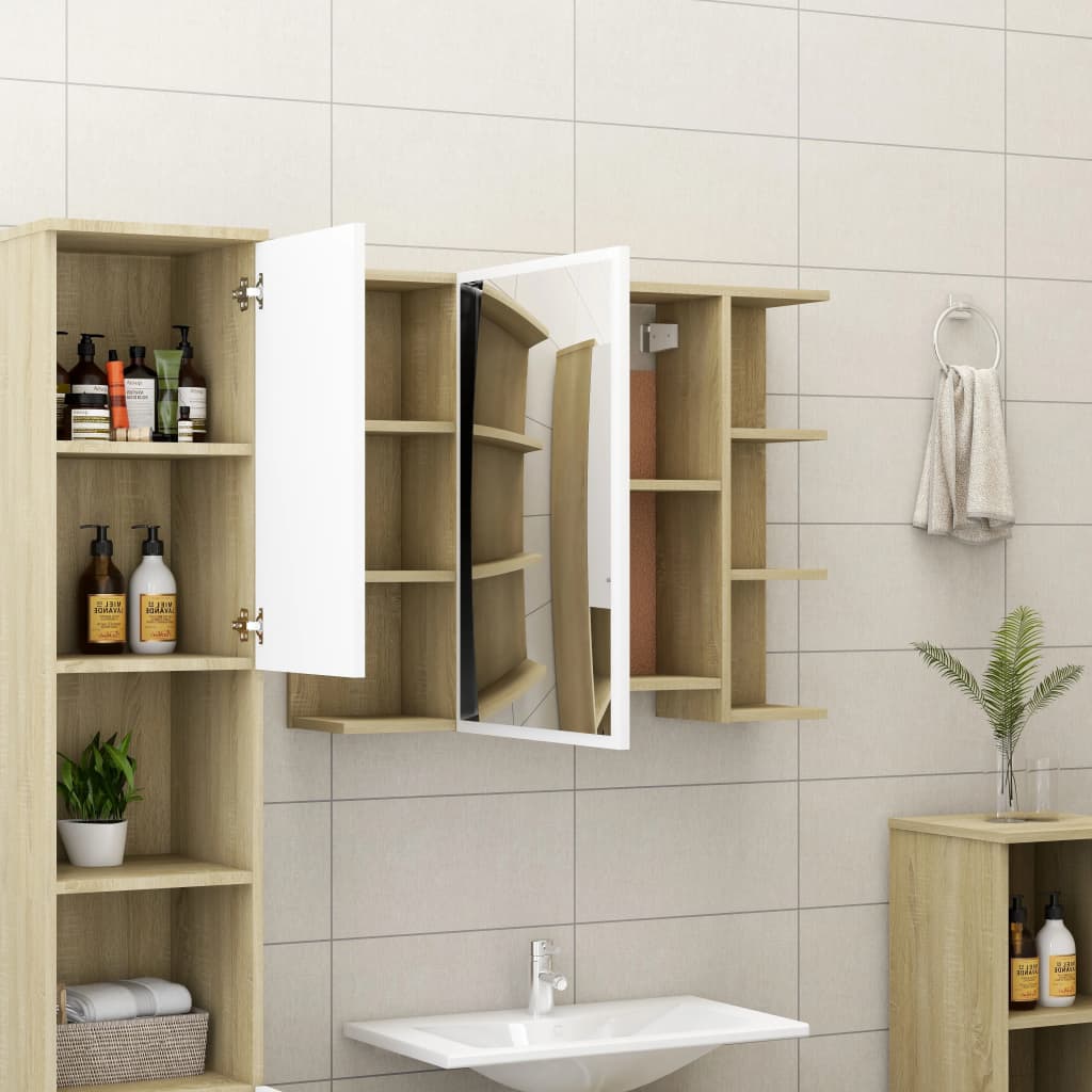 vidaXL Koupelnová skříňka zrcadlo bílá sonoma 80x20,5x64cm dřevotříska