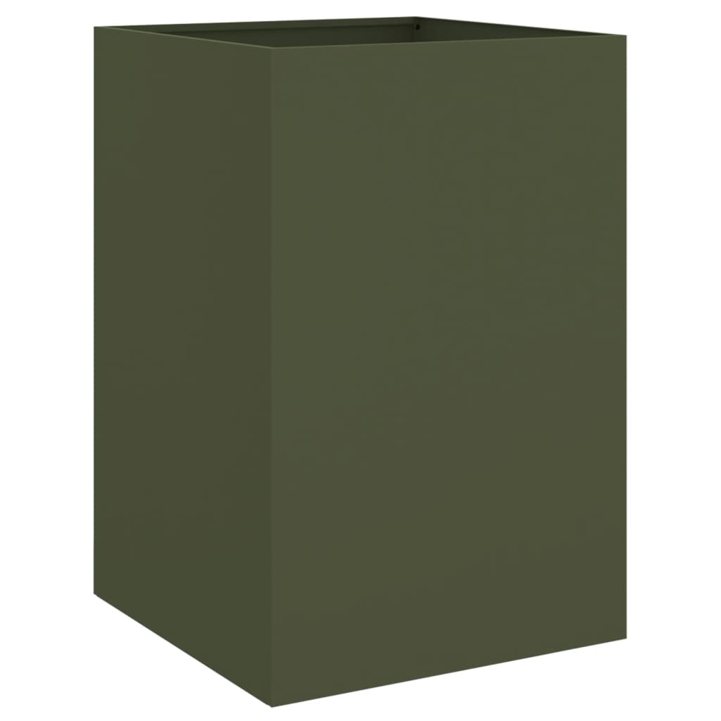 vidaXL Truhlík olivově zelený 52x48x75 cm ocel válcovaná za studena